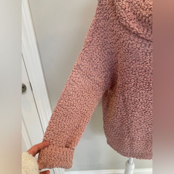 Pink medium, x large. Cowl neck sweater. Sherpa like knit. - Picture 4 of 5